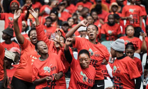 Supporters of the Economic Freedom Fighters (EFF) during the party’s manifesto launch at Moses Mabhida stadium in Durban in February.