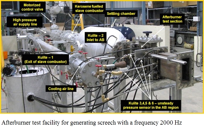 Afterburner test facility for generating screech with a frequency 2000 Hz.jpg