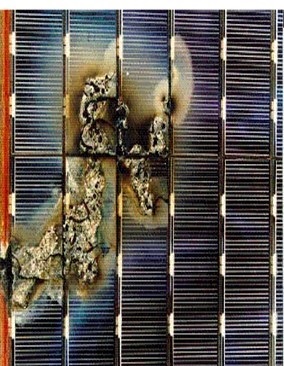 Image of satellite solar panel damaged due to arcing .jpg
