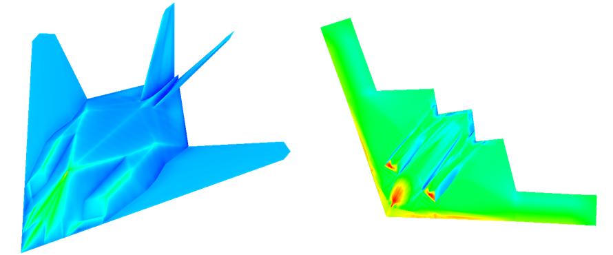 stealth_Bomber_CEM Representative surface current plots on the fighter aircraft geometries.png