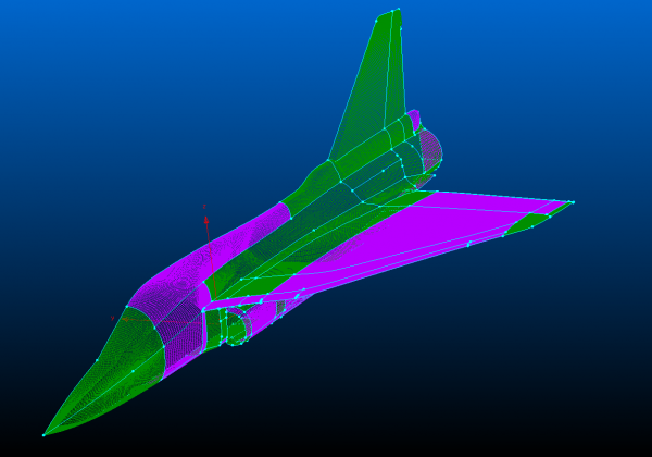 Surface grid of structured grid of combat aircraft.png