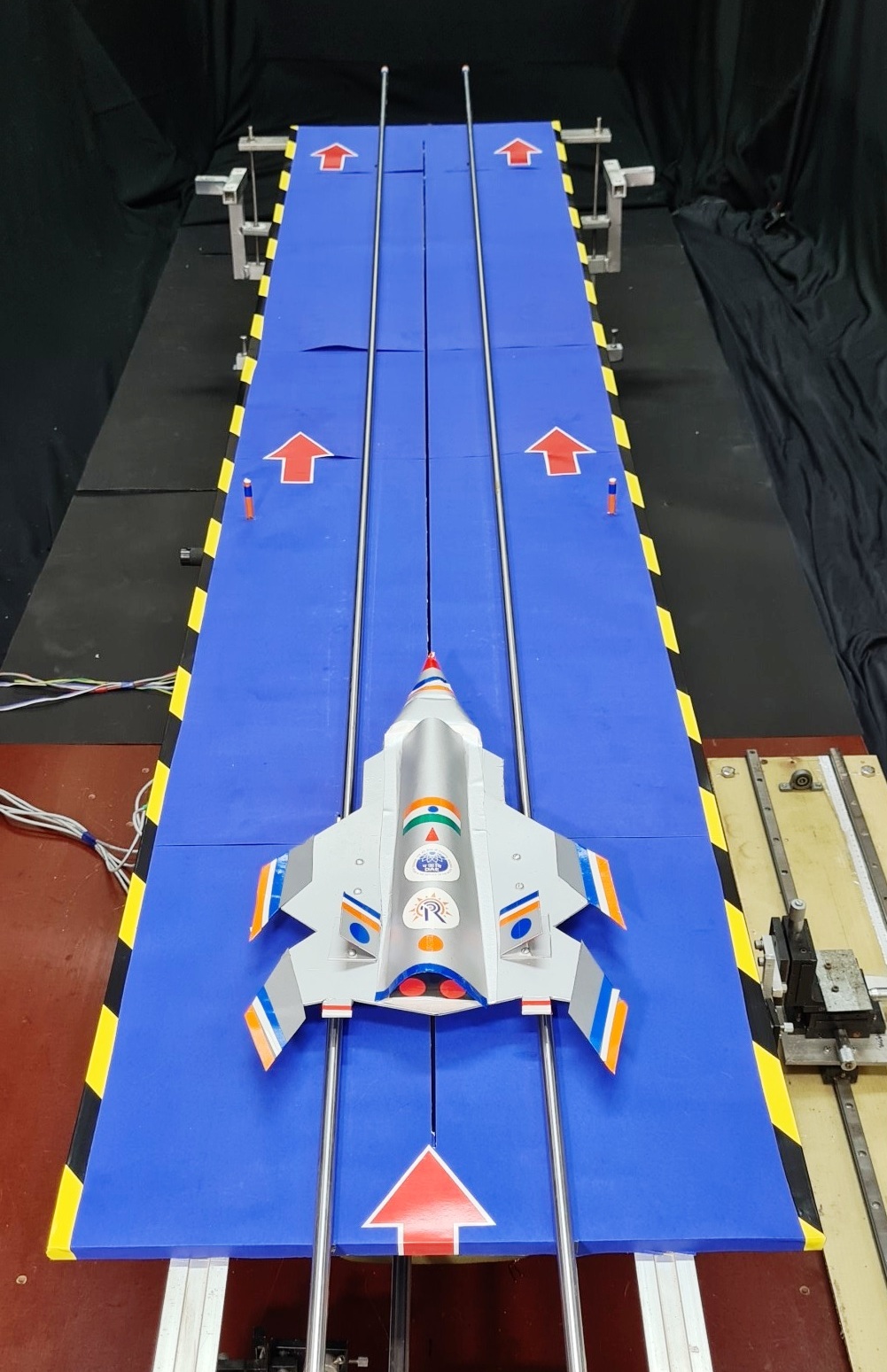 The model aircraft being launched using the Electromagnetic acceleration systems .jpg