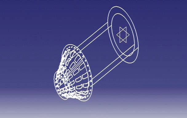 Wireframe CATIA model of Annular Combustor Model with Curved Type Swirl.jpg