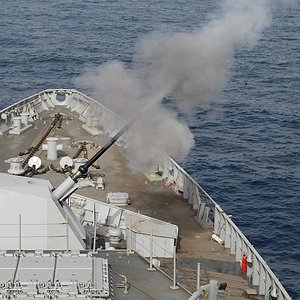 Indian Navy Kolkata Class Destroyer Firing It's Main Gun