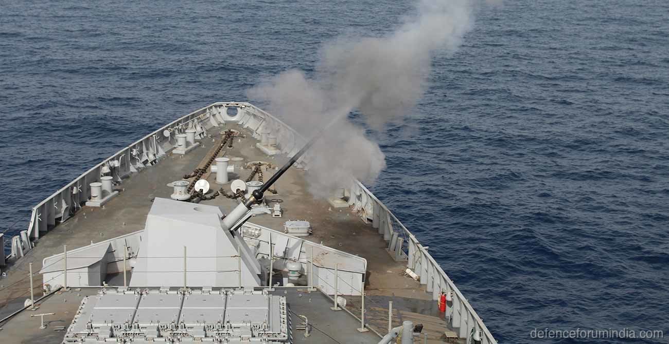Indian Navy Kolkata Class Destroyer Firing It's Main Gun