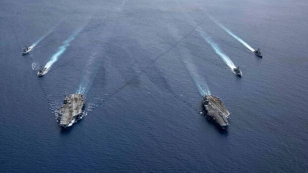 The USS Ronald Reagan and USS Nimitz in the South China Sea conducting joint exercises earlier this month.