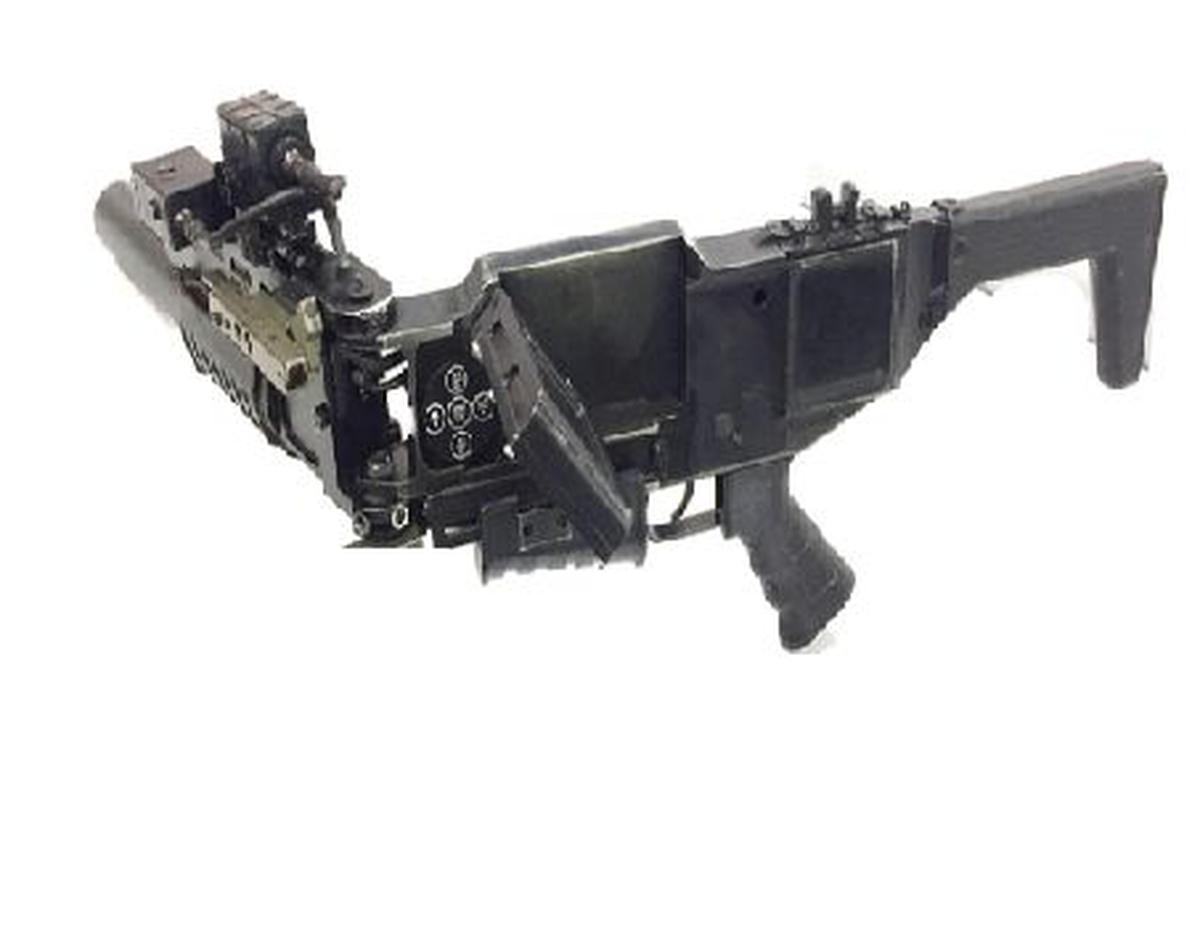 A view of the corner-shot weapon system. 