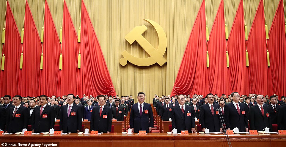 Loyal members of the Chinese Communist Party are working in British consulates, universities and for some of the UK¿s leading companies, The Mail on Sunday can reveal. An extraordinary leaked database of 1.95 million registered party members reveals how Beijing¿s malign influence now stretches into almost every corner of British life, including defence firms, banks and pharmaceutical giants. (Pictured above, front, President Xi Jinping at a CCP session)