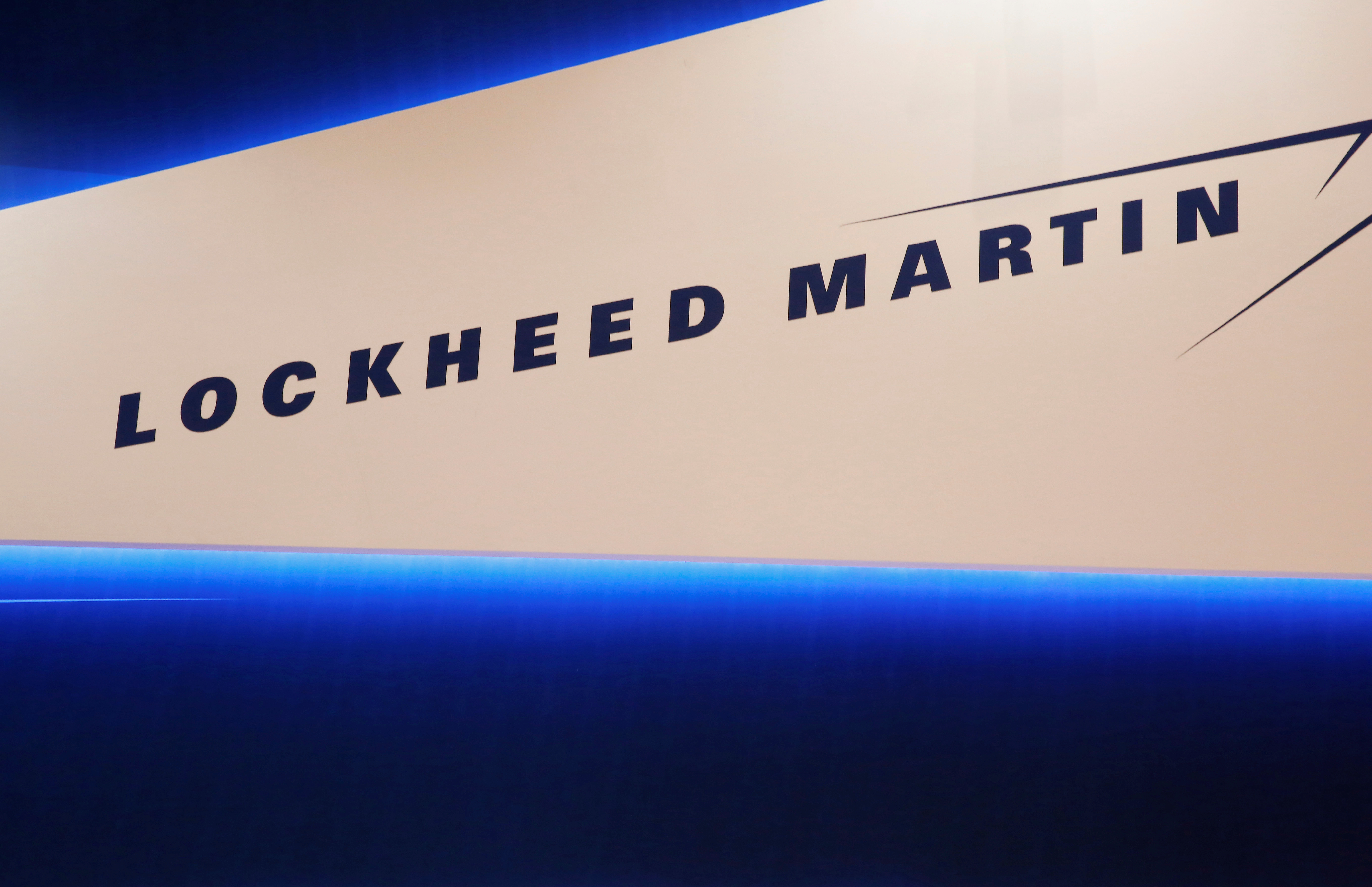 Lockheed Martin's logo is seen during Japan Aerospace 2016 air show in Tokyo