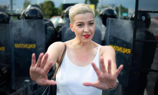 Maria Kolesnikova, one of Belarus’ opposition leaders, at a rally in Minsk, Belarus in August 2020. She has since been jailed for 11 years and no one has heard from her since February 2023.