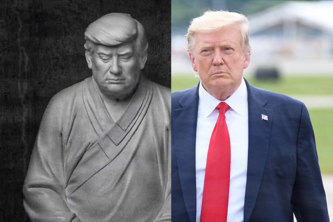 A Trump statue has caught on with China’s online shopping community. Picture: SCMP/agency