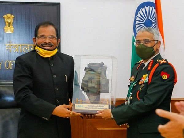 Bullet Proof Jacket being handed over to the Indian Army